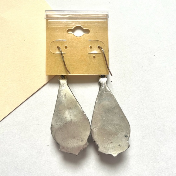 🏷️ silver boho dangling earrings with blue & white stones - Picture 9 of 9